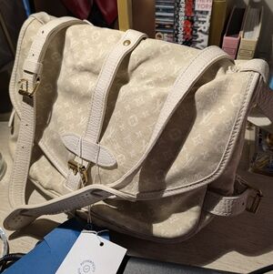 Louis Vuitton Saumer Mini Lin Dune Canvas Crossbody Bag with COA